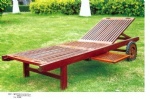 Outdoor Wood Chaise Lounge with Slide-in Tray